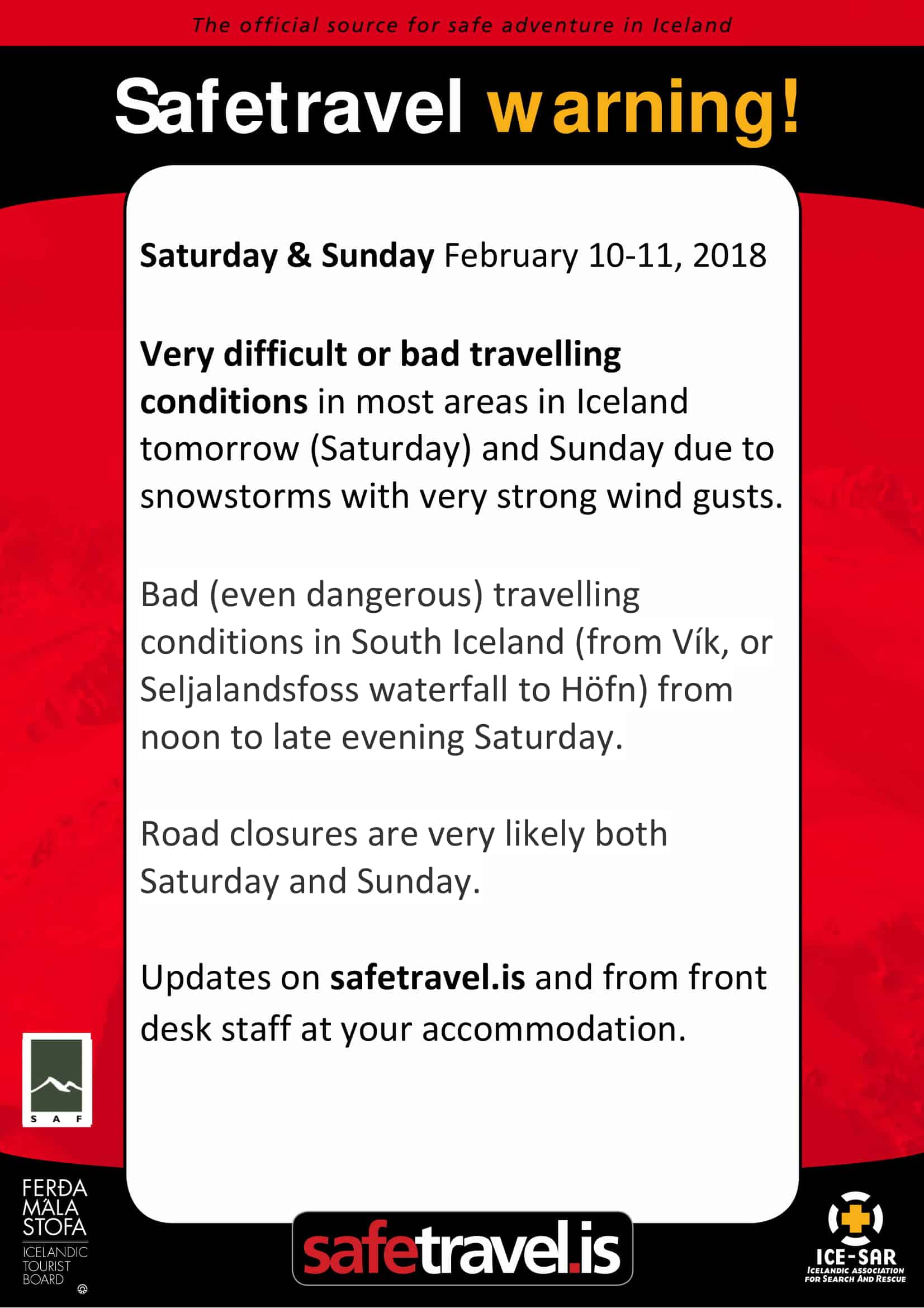 Camper & Motorhome Rental Iceland | The Adventure Menu 6 WARNING!!!! Very difficult or bad travelling conditions!