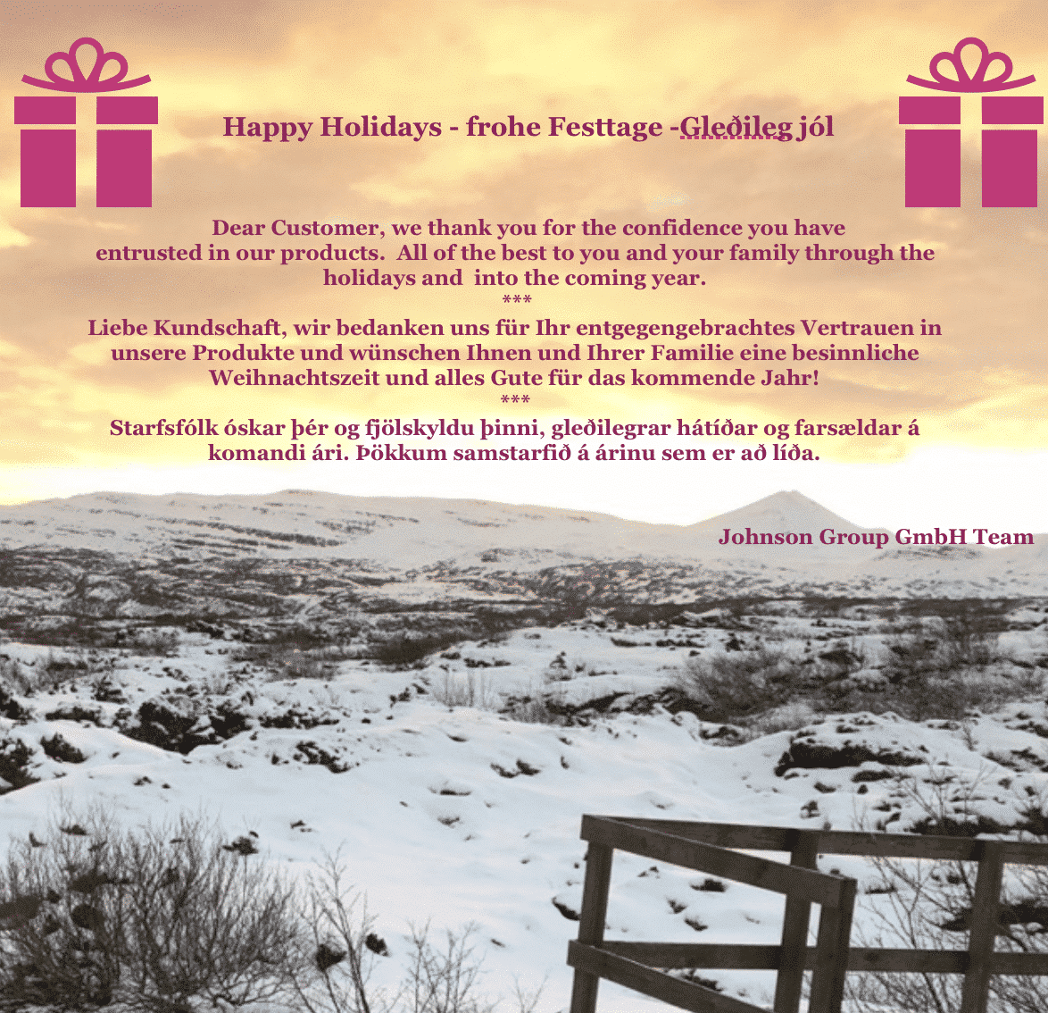 Happy Holidays – frohe Festtage -Gleðileg jól