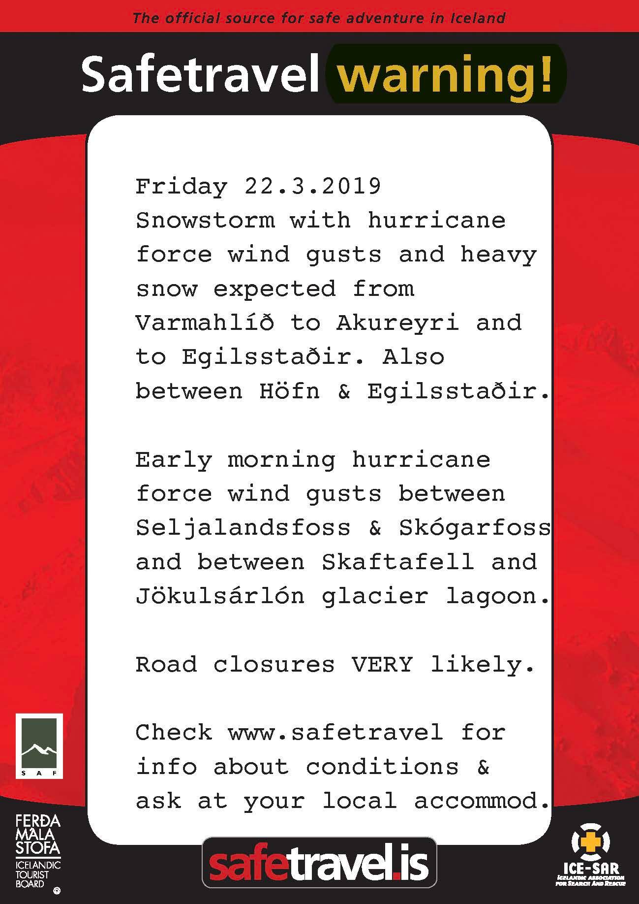 Weather warning 22. March 2019