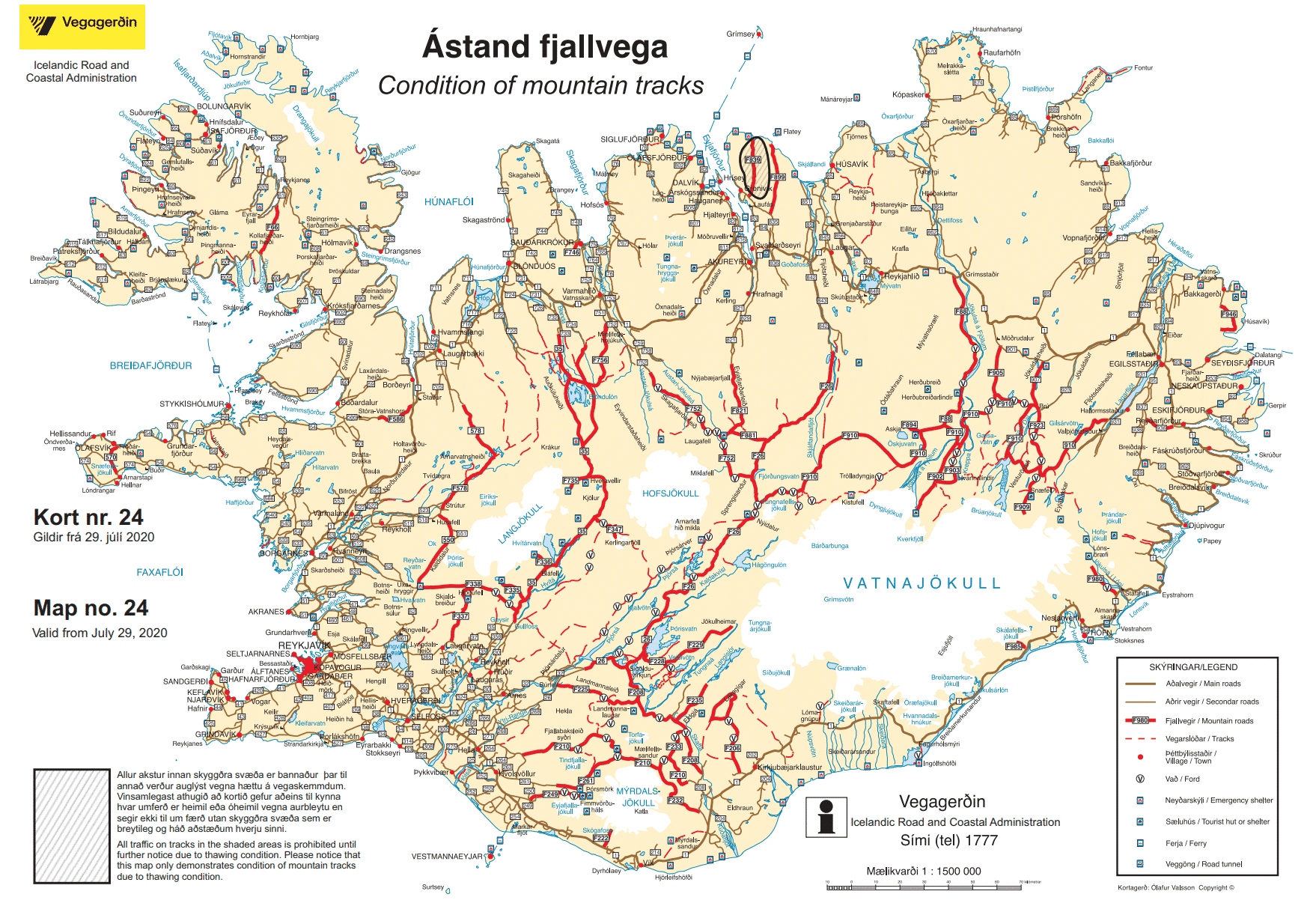 Conditions Highland roads Iceland