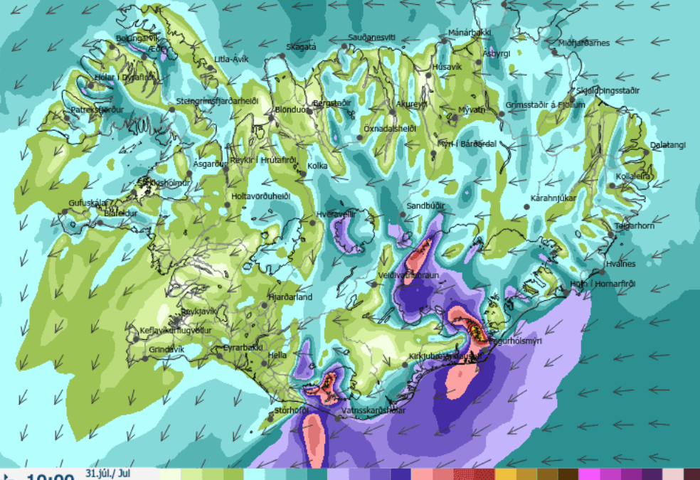 Weather forecast Friday, 31th of July 2020 – Iceland on the road
