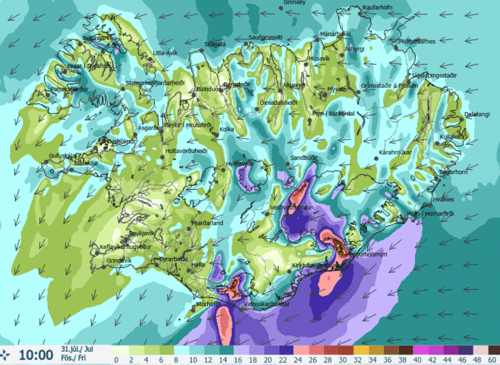 Weather forecast Friday, 31th of July 2020 – Iceland on the road