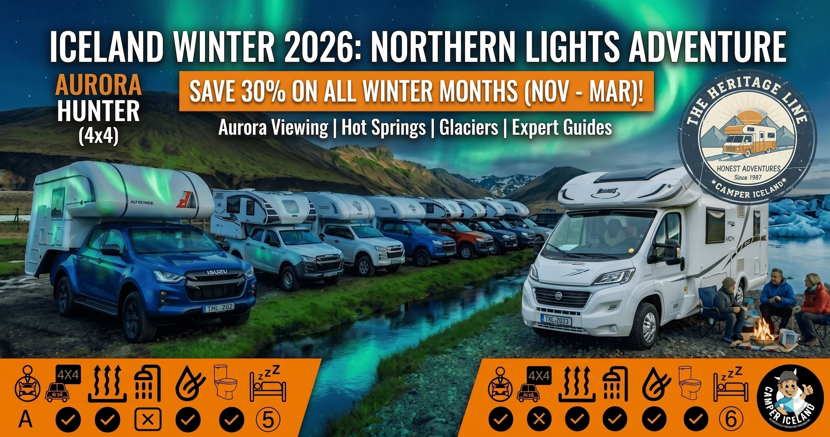 Camper & Motorhome Rental Iceland | The Adventure Menu 18 Iceland Camper Rental: Golden Autumn Magic & Winter Expeditions