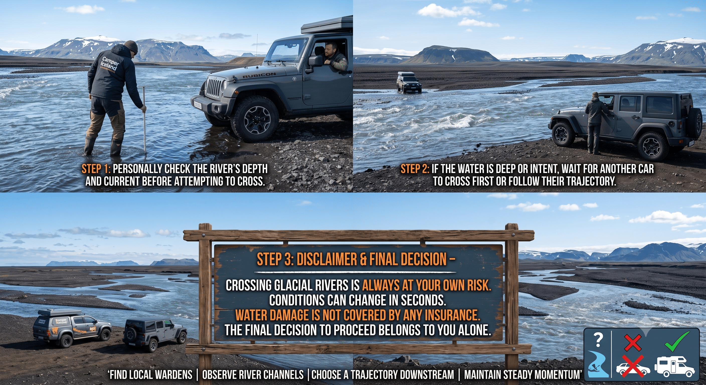 Camper & Motorhome Rental Iceland | The Adventure Menu 14 Sprengisandur F26 Part 2: River Crossings & Hidden Dangers